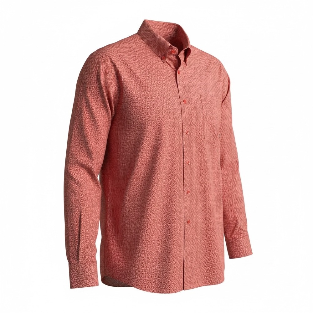 Ariat Mens Red Geometric Floral Print Button‎ Down Shirt Long Sleeve L 10015528